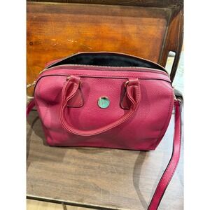 Joy Mangano Pebbled Satchel Handbag Berry Pink Magenta Crossbody Bag